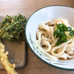 吉本食品 - ぶっかけうどん
                                アスパラ天、春菊のかき揚げ