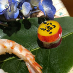 寿司と日本料理 銀座 一 - ワイン煮薩摩芋のチーズ挟み