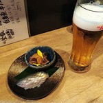 海鮮乃里 - お通し￥４５０＆ネット予約サービスの生ビール一杯