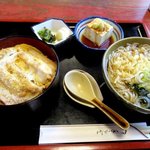 長寿庵 - かつ煮定食(丼変更&たぬきそば)！