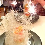 Restaurant LE MiDi - ５０歳の誕生日を祝ってもらいました。なめらかプリンとライチのヴェリーヌ