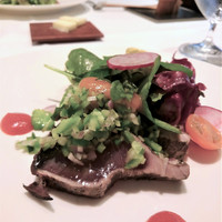 Cuisine Franco-japonaise Matsushima - 土佐清水鰹藁焼き　発酵パプリカ・ペースト　初夏野菜