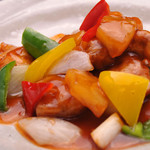 Sweet and sour pork with Yamasako flavor