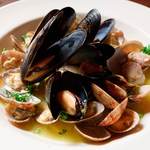 Clams and mussels steamed in white wine with plenty of flavor