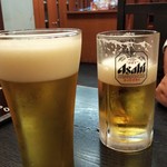 たぬき - 生ビール中とグラス
