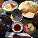 レストラン さんかい - さしみと海老フライ定食 1300円