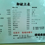 橋場食堂 - メニューです。