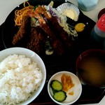 橋場食堂 - ミックスフライ定食　1300円