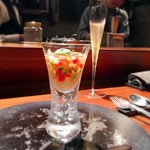 TACUBO - 夏らしいガスパチョ。見た目も綺麗♪ジュンサイのつるっと感が良いですね◎