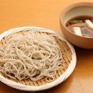 Hand-made soba noodles in the store. Delicious soba with pork shabu-shabu soup