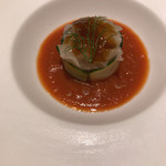 マッシュルーム - 赤ピーマンとトマトのガスパチョ 甘エビと鮮魚のタルタル 白キクラゲをのせて