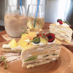 Fukushima Sugar - ミルクレープ、パインとマンゴーのタルト、アメリカンチェリーのタルト