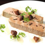 Smooth white liver mousse with honey and figs