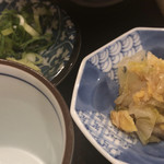 つるてん生楽 本店 - 薬味と白菜の漬物