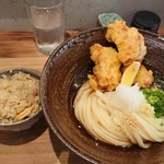 扇町うどん屋 あすろう - とり天ぶっかけセット(かやくご飯)