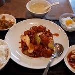 豫園飯店 - 海老とカシューナッツとネギの唐辛子炒めセット