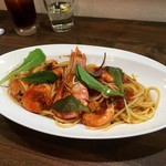 ナガタ店 - ハルクさんオーダーの海老の辛口トマトソースのパスタ
