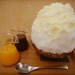埜庵 - たまごとみるくとバニラ　チョコミントとオレンジソース添え1300円*2019.06