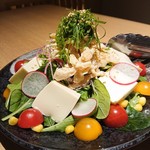 和歌葉 - 蒸し鶏と豆腐の農園野菜胡麻サラダ。