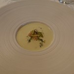 レストラン鯛萬 - ハマグリの冷たいスープ ワサビ香るクレソンのジュレ添え