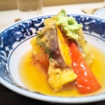 銀座 よし澤 - 煮物　丸茄子と雲丹の鼈甲餡かけ