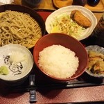 和食房 龍 - ランチ「たつ膳」ざるそば+アジフライ他