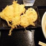 讃岐うどん 島八 - 天ぷら２品セット鶏とレンコンとサービスの海老です