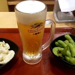 Nakau - 生ビール：280円、ポテトサラダ：190円、枝豆：190円