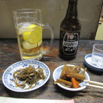 庚申酒場 - 松前漬けとキンピラ(お正月にお母さんが作ったものです）