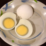 青山ふーちん - 茹で卵をむきテグスで半分にカットして