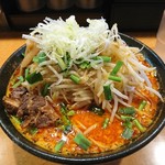 みそ街道 炎 - 「炎」ラーメン(2辛1ビリ)・モヤシトッピング・大盛(ランチタイムで無料)