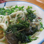 純手打ち讃岐うどん 綾 - あつあつ（大）に海苔ととろろを入れたところ