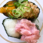 かっぱ寿司 - ●卵黄納豆軍艦 50円
            ●山かけまぐろ 50円