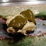 てんぷら　成生 - 一度揚げた肝を裏ごししたソースをかけて。。
      物凄く美味しかった✨