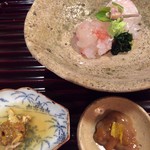 松川 - 昆布締め 伊勢海老、鯛、伊勢海老の味噌ポン酢、海鼠腸