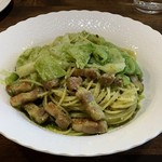 ナガタ店 - 自家製パンチェッタのバジルソースパスタ