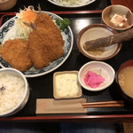 てふちん亭 - 料理写真:とんかつとアジフライ膳 1100円