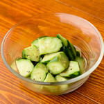 Roughly chopped cucumber with salt sauce