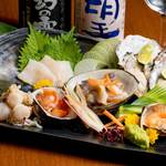 Hiru Yakuzen Kayu Yoru Kai Ryouri Kai Nokuchi - 大将選りすぐりの食材で、貝の刺身盛り合わせ。