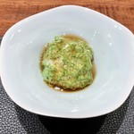 傳 - 小皿：焼き茄子 おくら 鼈甲餡