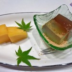 松葉温泉 滝の湯 - 葛餅とマンゴー