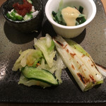 Gyuutan Waka - 霜降り牛たん定食の付け合せ