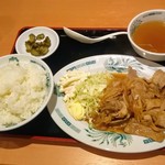 日高屋 - 生姜焼き定食、ご飯大盛り