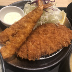 Matsunoya - ロースかつ＆海老フライ煮2尾定食大盛880円