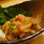 海鮮炭焼処とら太 - いつかのお通し ハマチなめろう