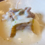 柚木元 - 【丸茄子、村沢牛リブロースの出汁シャブ、自家製胡麻ソース掛け