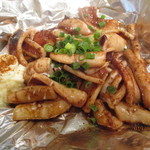 Monja Okonomiyaki Sakafuneoyaji - 生イカの鉄板焼き（ムギイカ）