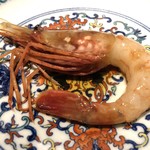 茶禅華 - 酒酔大蝦。ボタン海老の紹興酒漬け。紹興酒がフワッと香り、ただひたすらしゃぶりつく。