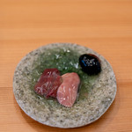 柚木元 - 2019.7 天竜鮎の肝刺しと苦玉（胆嚢）