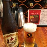 Restaurant ハセクラ - 先ずは、喉を潤すサッポロ赤星ラガー￥600